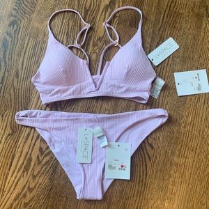 L Space peony lavender bikini Siren top M Camacho classic bottom L NWT SWIMSUIT